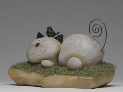 stone cat 3D model