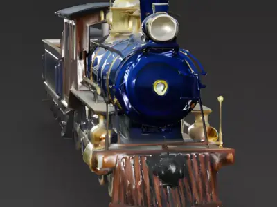 Realistic Classic Steam Locomotive 3D Model Low-poly 3D model