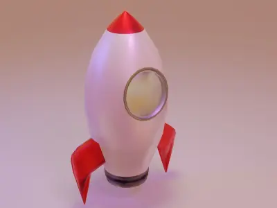 Rocket ship Low-poly 3D model