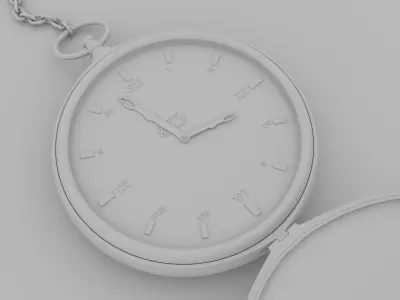 high poly pocket watch 3D model