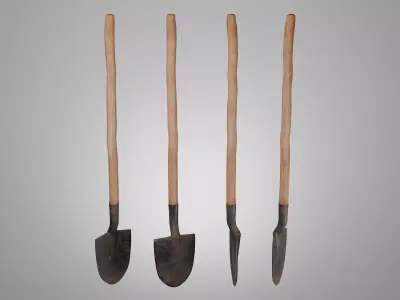 Old Rusty Shovel Spade Low-poly 3D model