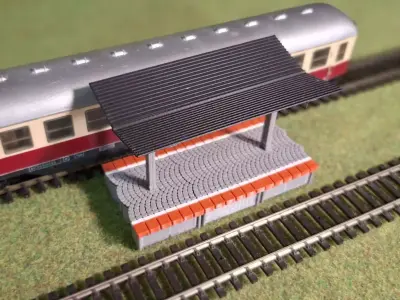 Double Edge Platform Roof1 1-87 FDM color 3D print model