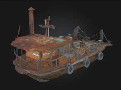 Rustic Riverboat  Drift Through Timeless Waters 3D model