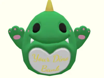 Dinosaur piggy bank  LP   Stylized  Low-poly 3D model
