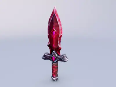 Low Poly ruby red dagger game asset with high quality texture Low-poly 3D model