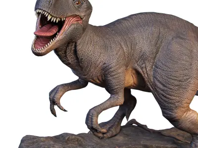 Statue of a Dinosaur  for visualization Low-poly 3D model