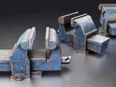 Industrial Bench Vise 3D Model Low-poly 3D model