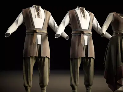 Medieval Male Cloth Farmer  Low-poly 3D model