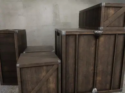  Wooden Crates Pack  4K Textures Low-poly 3D model