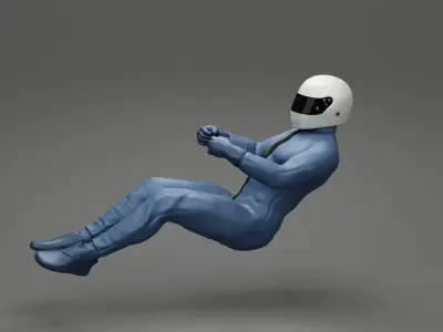 Racing Driver Sitting in Touring Car Cockpit with Racing Suit 3D print model