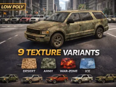 SUV Pack  Low Poly Game Ready Low-poly 3D model