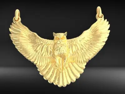Owl Wings Pendant Necklace Charm Jewelry 3D print model