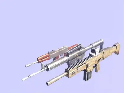 Low-poly and Mid-poly weapon model with PBR Textures Low-poly 3D model