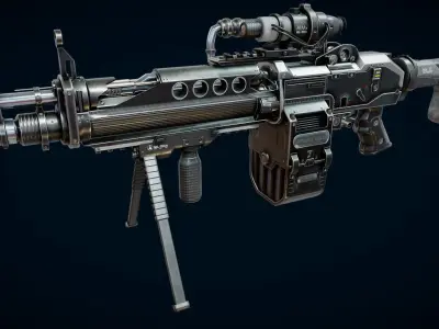 Futuristic Machine Gun Low-poly 3D model
