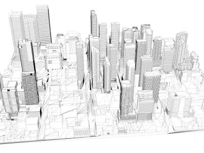 Buildings City building industrial park commercial housing 3D model V5