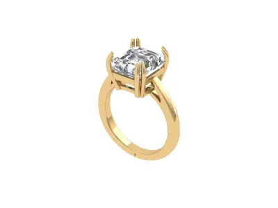Asscher Solitair Ring 3D print model get
