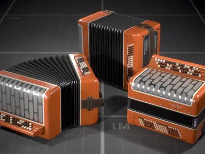 Soviet Button Accordion Low-poly 3D model