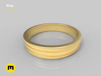 Three part ring 3D print model