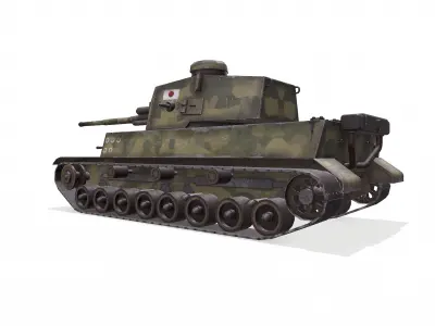 Type 5 Chi-Ri Japan Medium Tank Low-poly PBR Low-poly 3D model