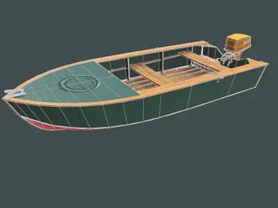 Old Motorboat Low-poly PBR Low-poly 3D model
