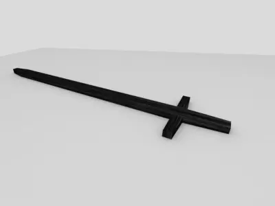 Black Wooden Training Sword Low-poly 3D model