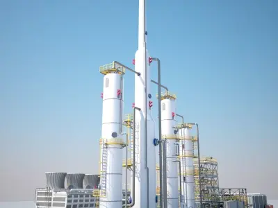Small Industrial Oil Refinery 3D model