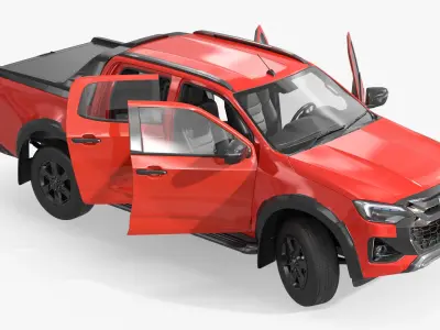 Isuzu D-MAX 4x4 Truck Red Rigged 3D model