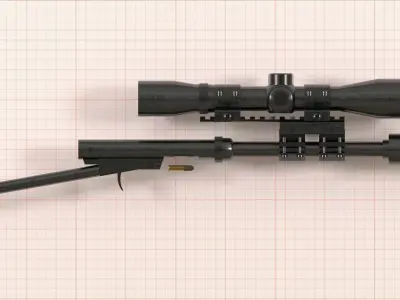 22LR homemade single shot semi-automatic survival carbine Low-poly 3D model