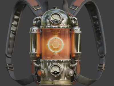 Atompunk Atomic-Powered Backpack 3D Model Low-poly 3D model