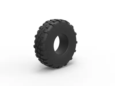 Military truck tire 6 Scale 1 to 25 3D print model