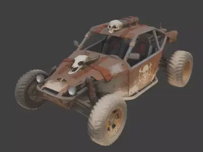 Post-Apocalyptic Skull Sand Buggy Low-poly 3D model