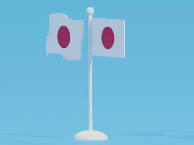 Cartoon Japanese Flag 3D model
