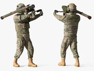 Soldier with Portable Missile System Mistral 3D model