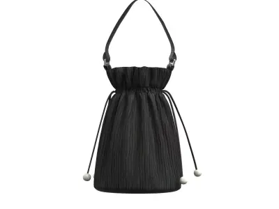 Black Cotton Bucket Bag 3D model
