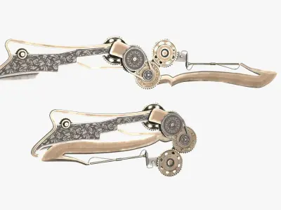Steampunk Mechanical Knife Low-poly 3D model
