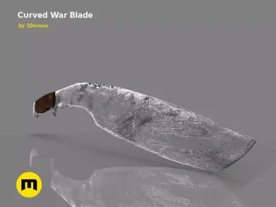 Curved War blade Low-poly 3D model