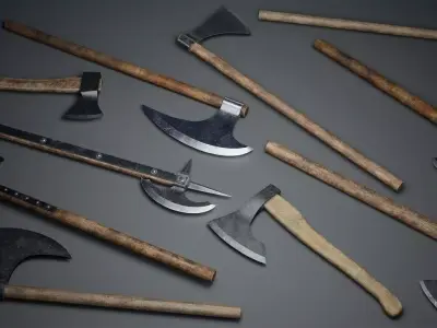 Medieval Axes Low-poly 3D model purchase