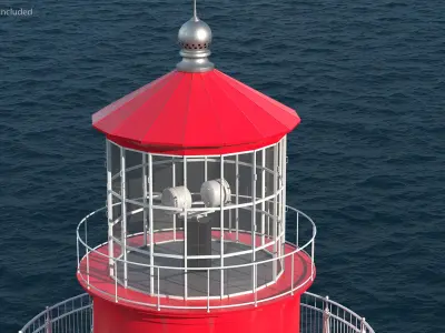 Red and White Striped Lighthouse 3D model