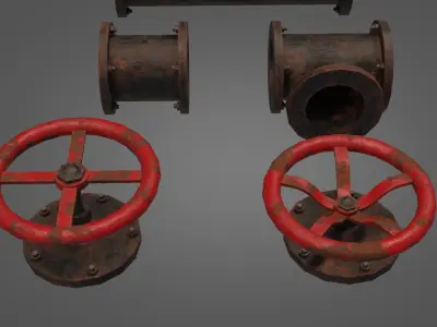 Old Industrial Pipes Low-poly 3D model
