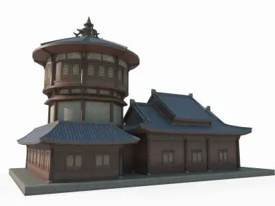 East Asian Ancient Architecture Antique Shop 3D model
