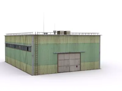 Hangar industrial building Low-poly 3D model purchase