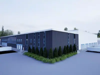 Logistics Distribution Center Warehouse Industrial Complex Low-poly 3D model