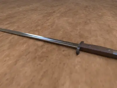 WWII Style Rifle Bayonet Military K-Bar Knife Low-poly 3D model