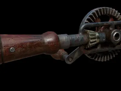 Vintage Hand Drill Low-poly 3D model