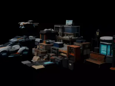 Futuristic City Dummy Asset Pack  VehiclesDronesBuildingsProps 3D model