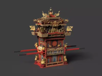 Chinese Wedding Sedan Chair  Low-poly 3D model