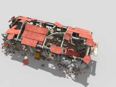 destroyed building 2 Low-poly 3D model