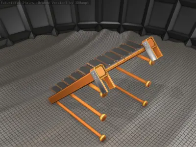Sci-Fi Stairs - 13 - Orange Version Low-poly 3D model