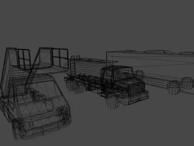 Mobile airport vehicles Low-poly 3D model