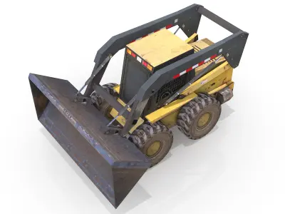 Low Poly 3D Model of Skid-Steer Loader Excavator Low-poly 3D model